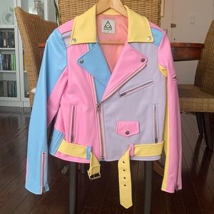 UNIF Multi-Colored Pastel Moto Jacket